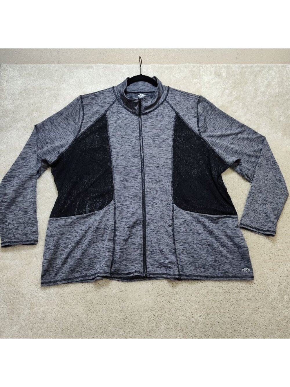 Maurices In Motion Track Jacket Women Size 3 Heathered Full Zip Lace Activewear